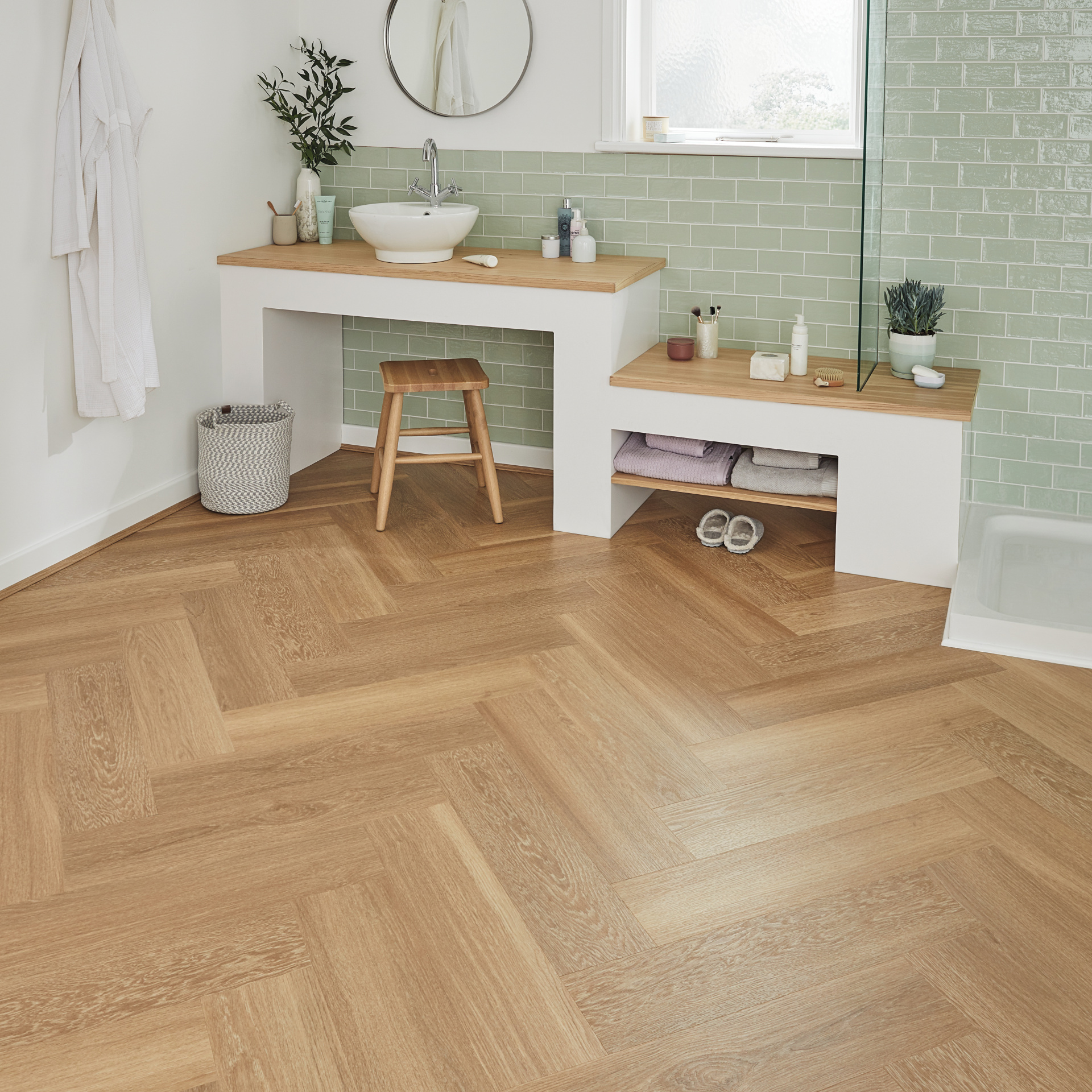 VAN GOGH Fischgrät zum Klicken Warm Brushed Oak